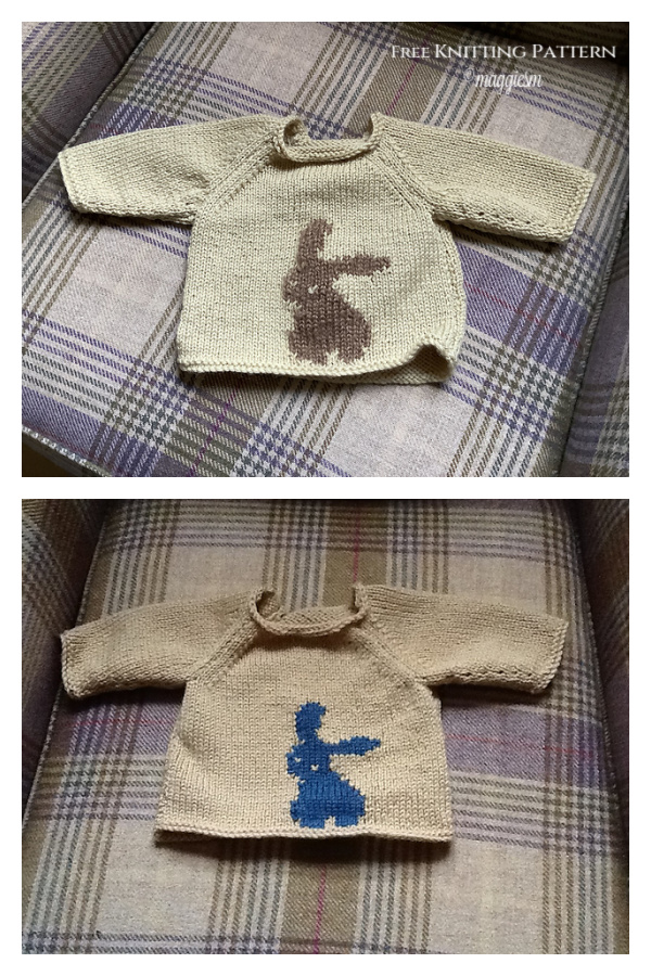Bunny Print Baby Sweater Free Knitting Pattern
