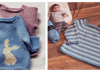 Bunny Print Baby Sweater Free Knitting Pattern