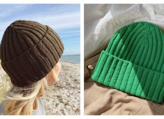 Ribbed Hipster Hat Knitting Pattern