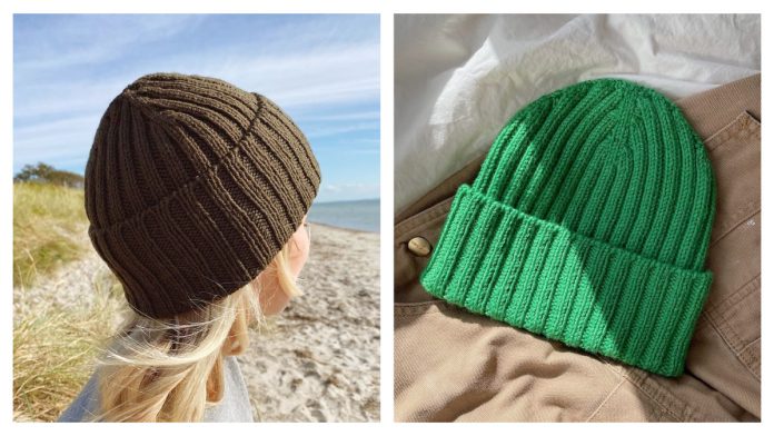 Ribbed Hipster Hat Knitting Pattern