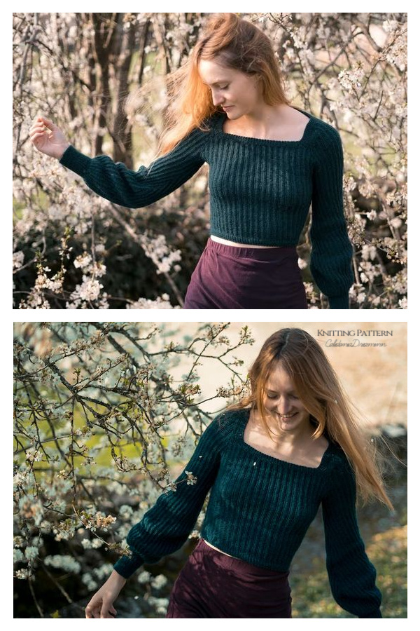 Square Neckline Pullover Sweater Knitting Pattern