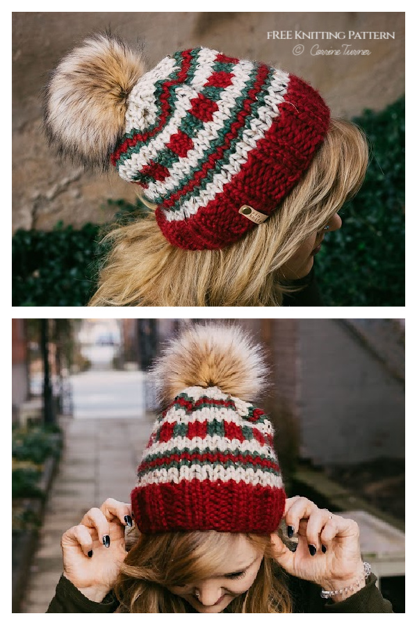 Christmas Sweater Beanie Hat Free Knitting Pattern