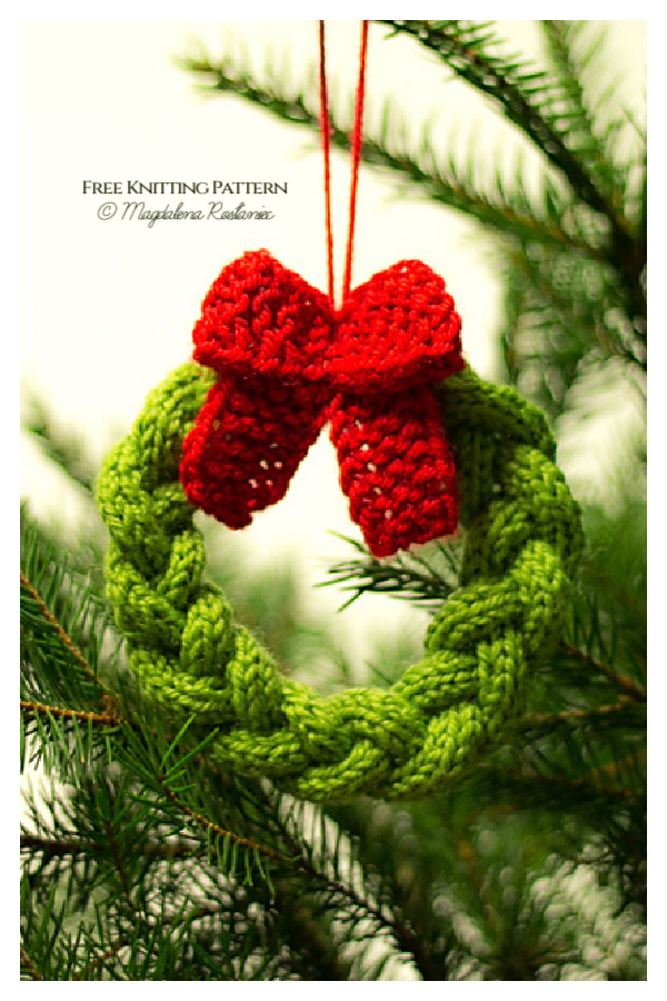 Little Christmas Tree Wreath Free Knitting Pattern