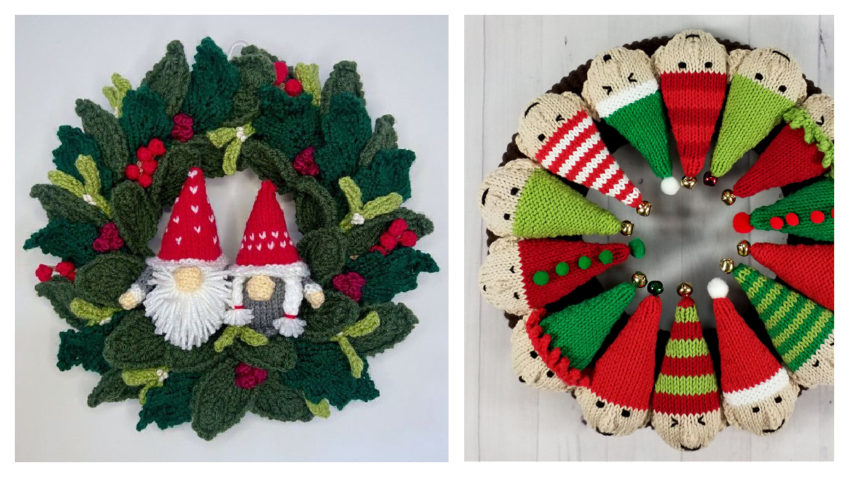 Christmas Wreath Free Knitting Patterns & Paid Knitting Pattern