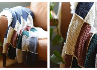 Scrappy Cottage Quilt Blanket Free Knitting Pattern
