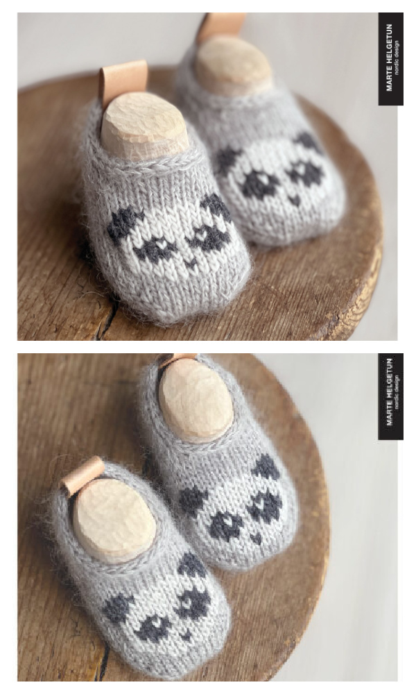 HappyFeet Panda Mini Baby Slippers Knitting Pattern