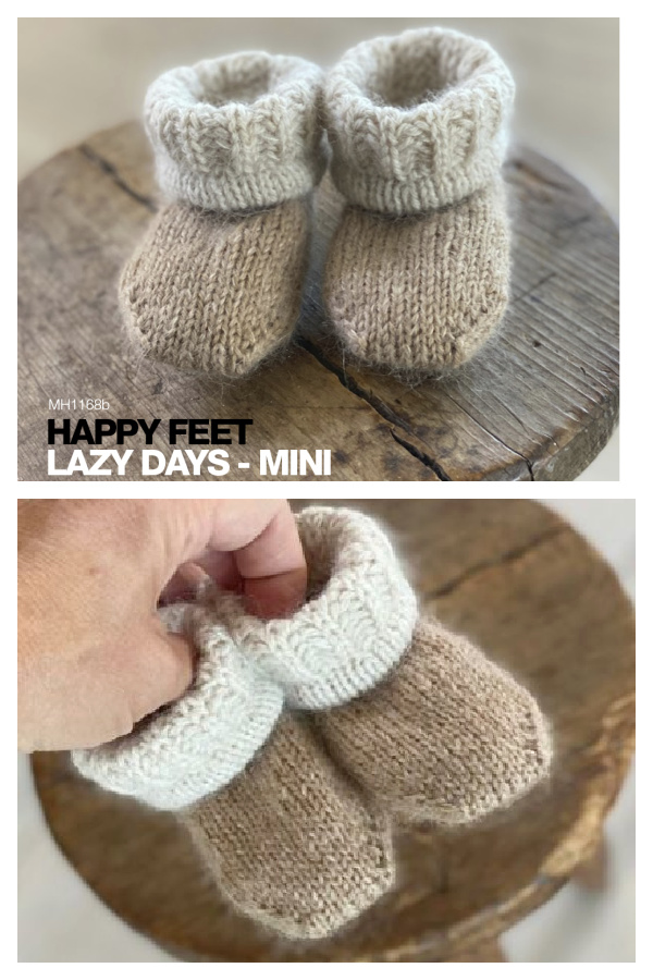 HappyFeet Lazy Days Mini Baby Booties Knitting Pattern