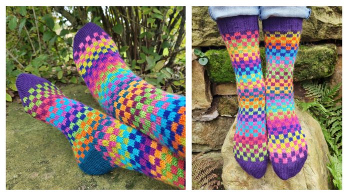 Happy Squares Socks Free Knitting Pattern