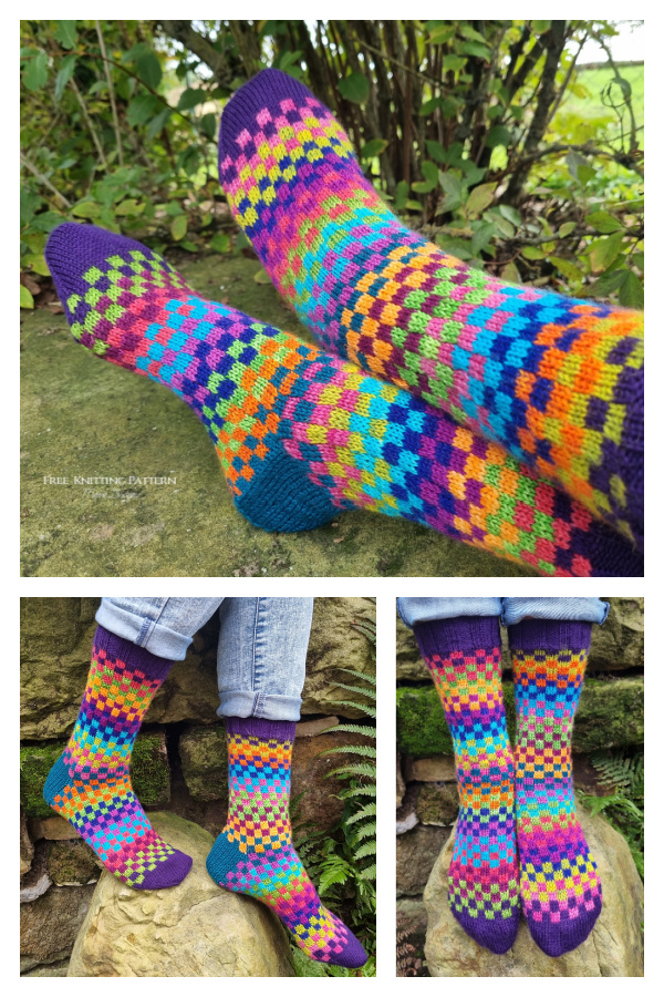 Happy Squares Socks Free Knitting Pattern