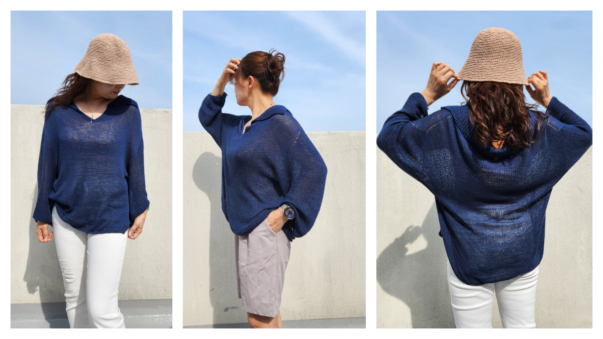 Summer Collar Oversized Shirt Free Knitting Pattern Knitting Pattern