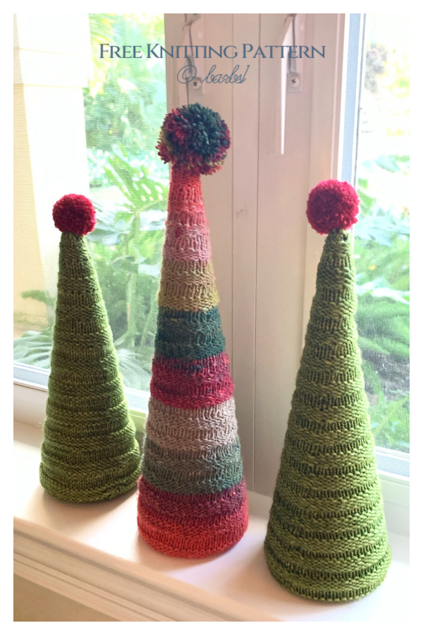 Purled Christmas Tree Free Cone Knitting Pattern