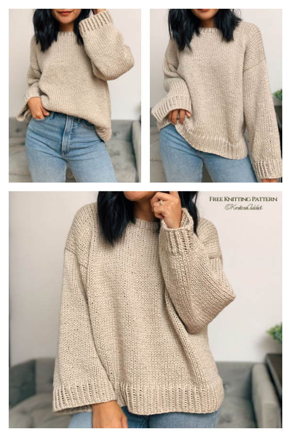 Easy Slouchy Sweater Free Knitting Pattern