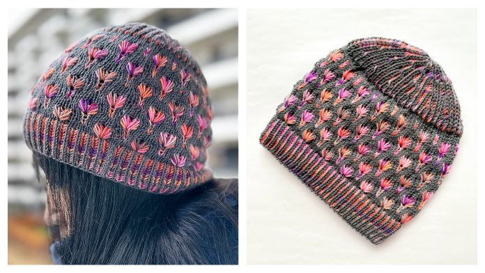 Embroiknit Stitch Beanie Hat Knitting Pattern
