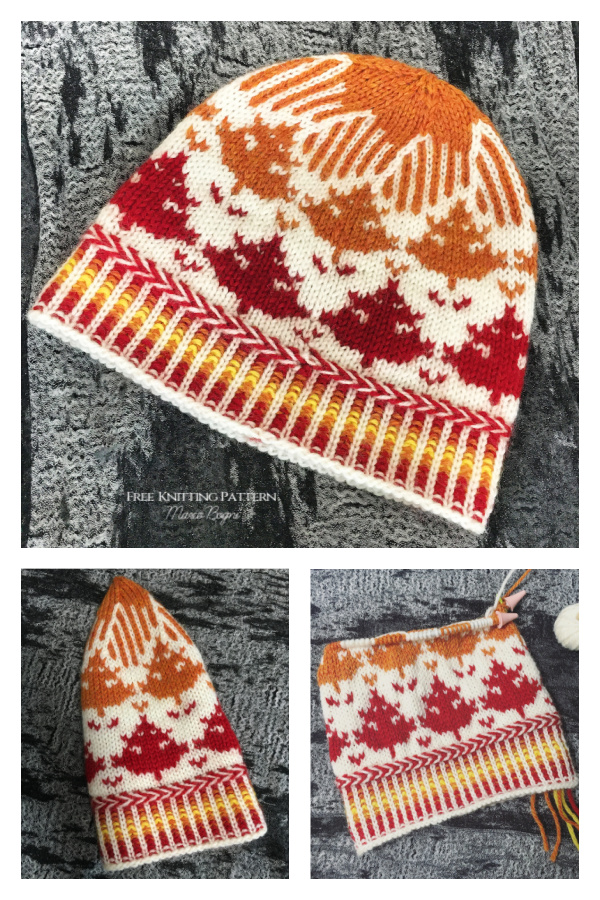 Maple Leaves Hat Free Knitting Pattern