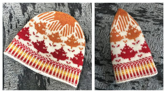 Maple Leaves Hat Free Knitting Pattern