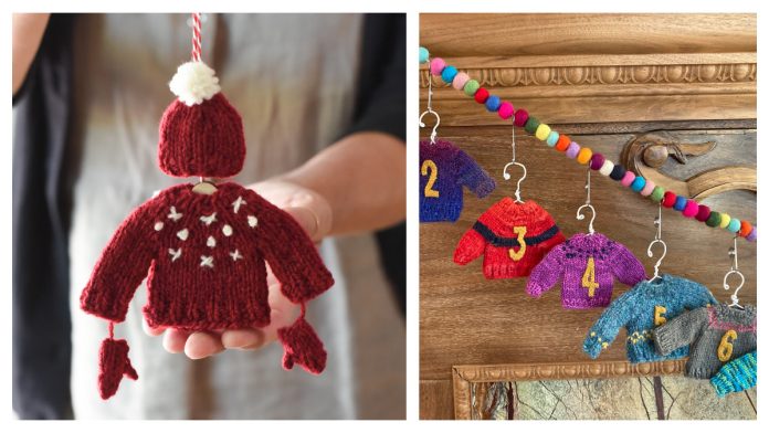 Mini Sweater Ornament Knitting Patterns