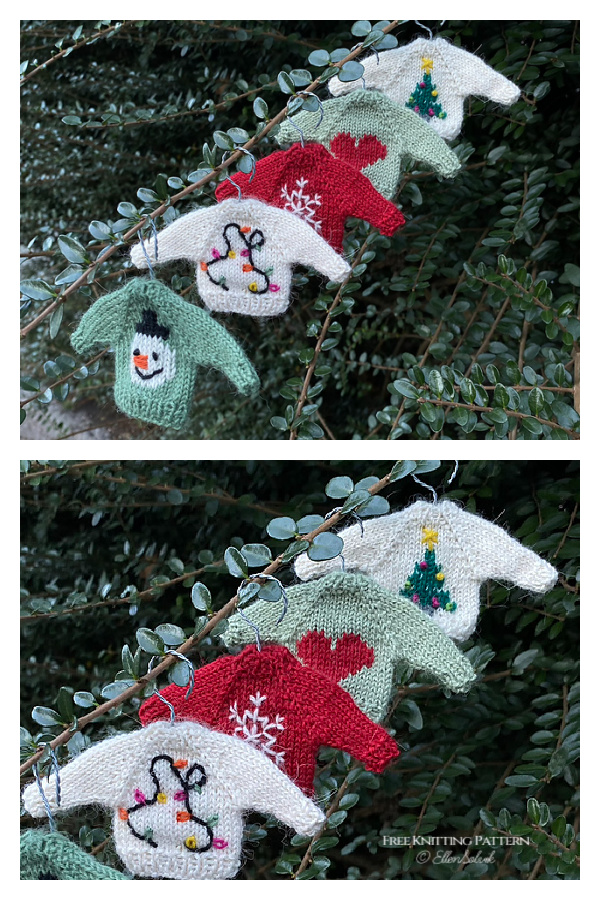 Tiny Sweaters Mitten Ornament Free Knitting Patterns