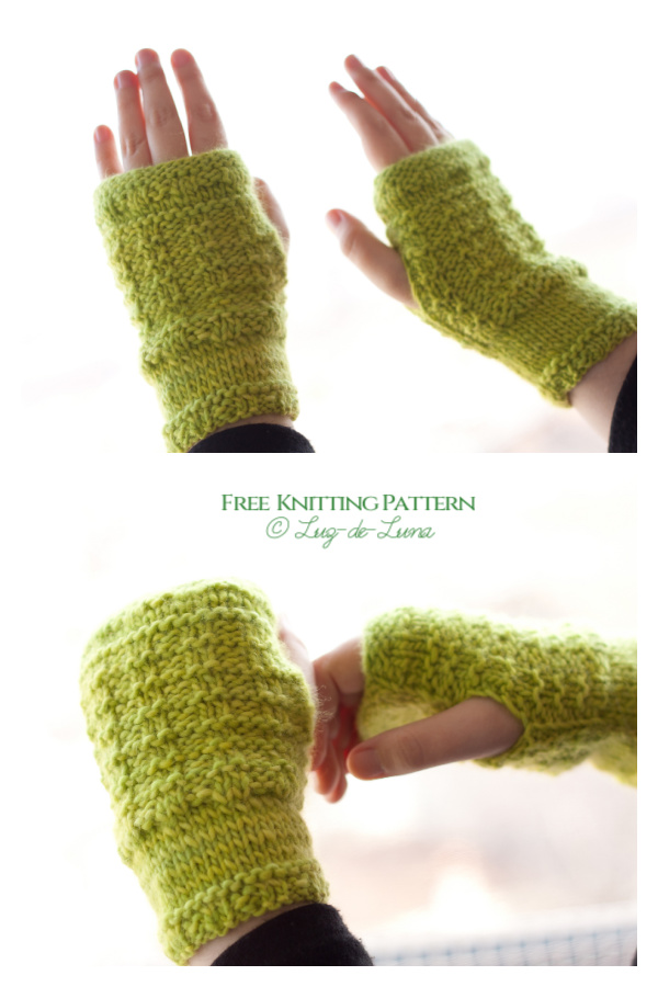 Waffle Stitch Fingerless Gloves Free Knitting Pattern