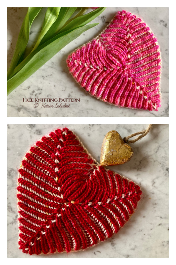 February Mood Brioche Heart Free Knitting Pattern