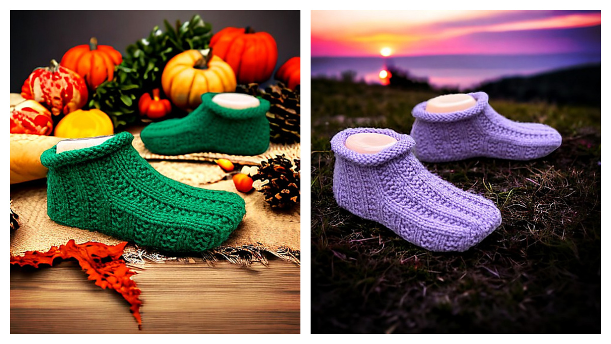 Ribbed Moccasin Slippers Free Knitting Pattern - Knitting Pattern