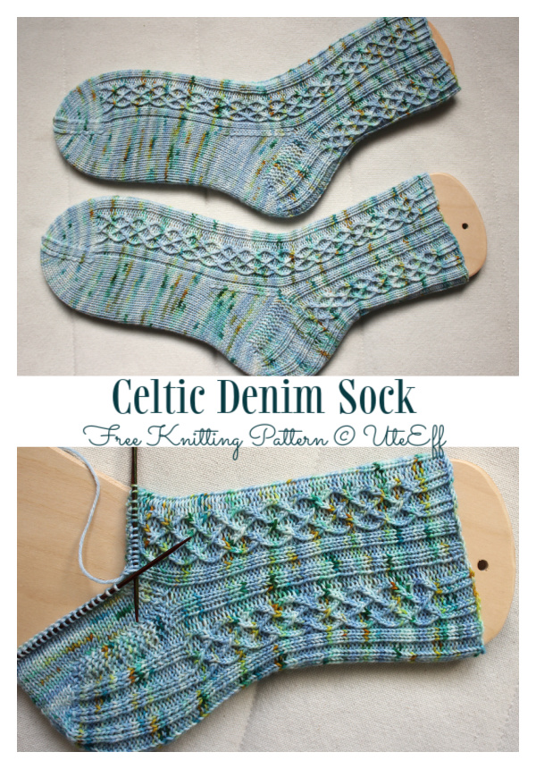 Celtic Denim Sock Free Knitting Pattern