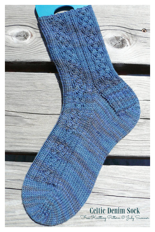 Celtic Denim Sock Free Knitting Pattern