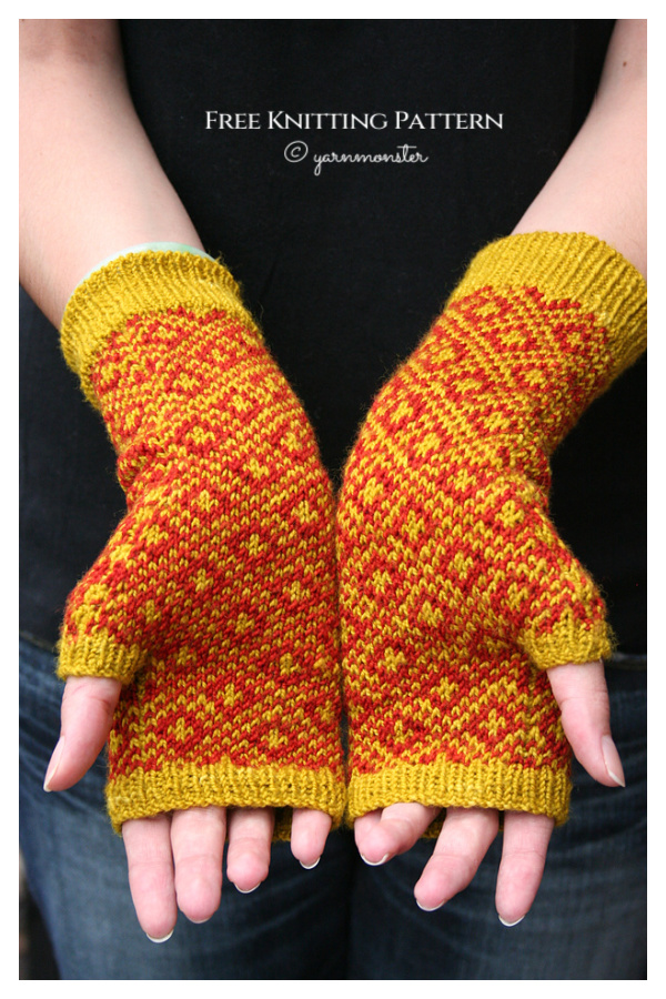 Endpaper Mitts Free Knitting Pattern