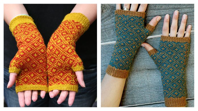 Endpaper Mitts Free Knitting Pattern