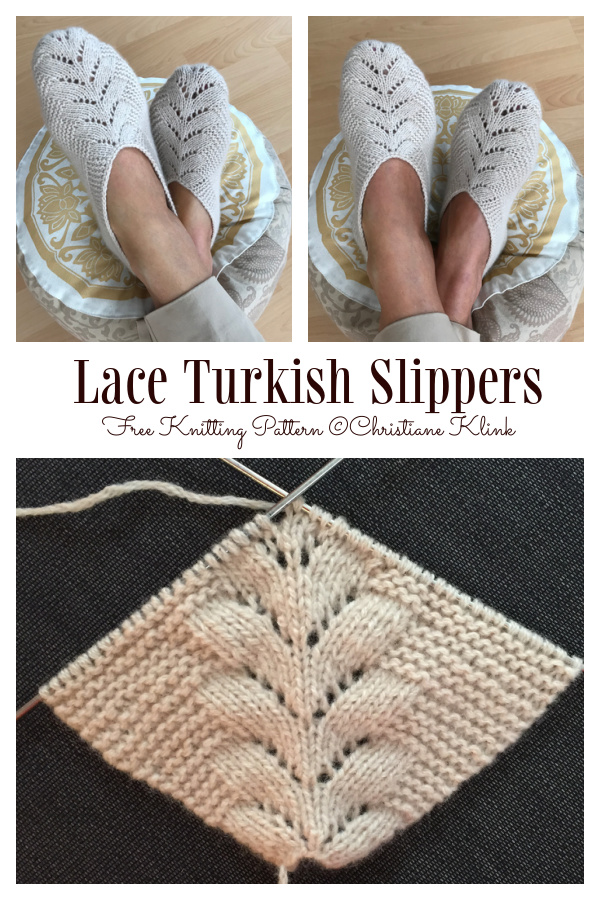 Lace Turkish Slippers Free Knitting Pattern