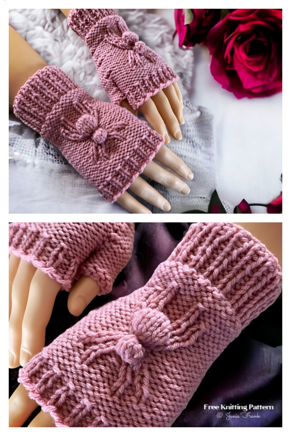 Spider Fingerless Gloves Free Knitting Pattern