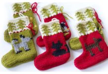 Cat & Dog Christmas Stocking Ornaments Free Knitting Pattern