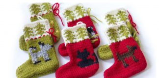 Cat & Dog Christmas Stocking Ornaments Free Knitting Pattern