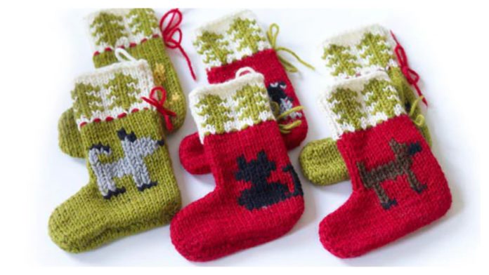 Cat & Dog Christmas Stocking Ornaments Free Knitting Pattern