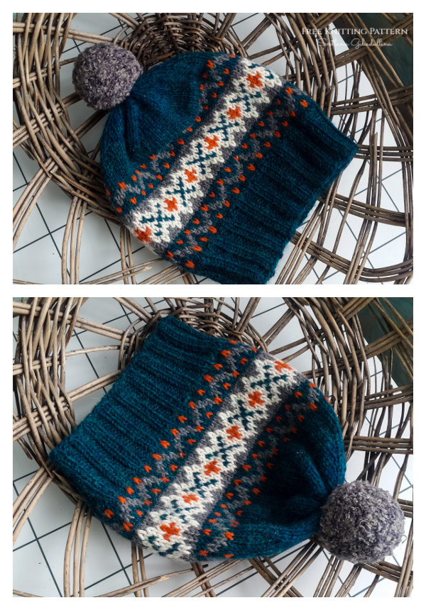 Deep Blue Colorwork Hat Free Knitting Pattern