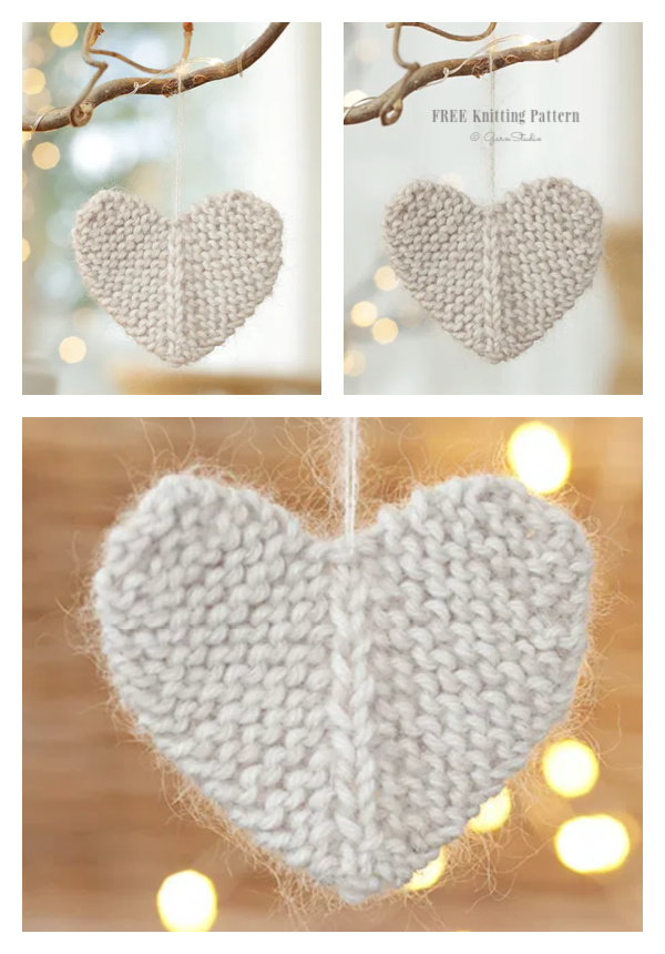 Flat Heart Ornament Free Knitting Patterns