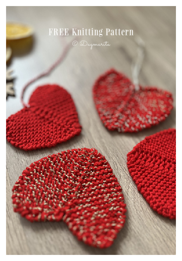 Rustic Little Heart Ornament Free Knitting Patterns 