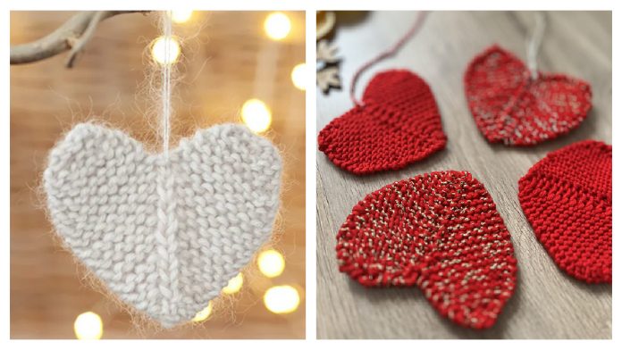 Flat Heart Ornament Free Knitting Patterns