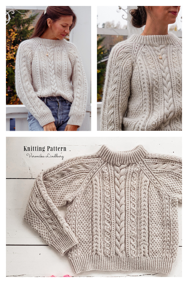 Arctic Light Cabled Sweater Pullover Knitting Pattern