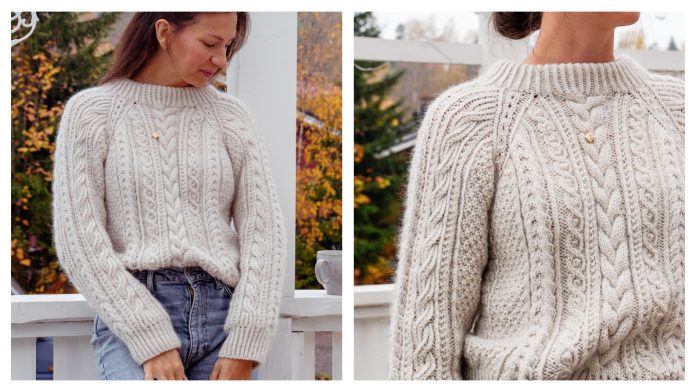 Arctic Light Cabled Sweater Pullover Knitting Pattern