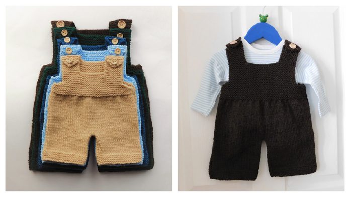 Baby's Shortie Dungarees Knitting Pattern