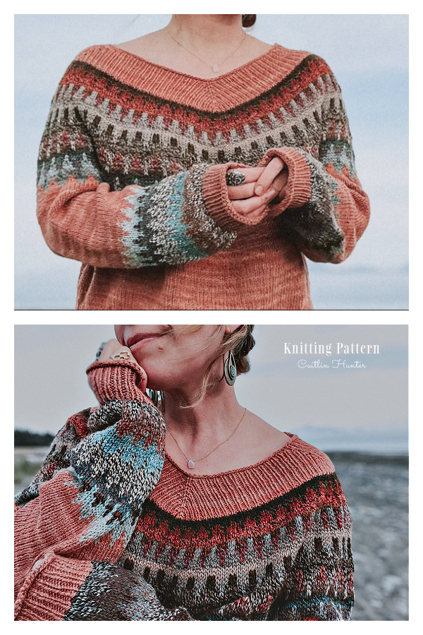 Easy V Pullover Sweater Knitting Pattern