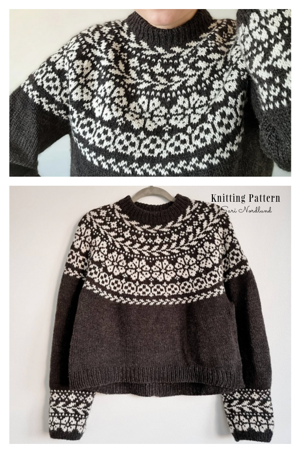 Lumme Flower Pullover Sweater Knitting Pattern