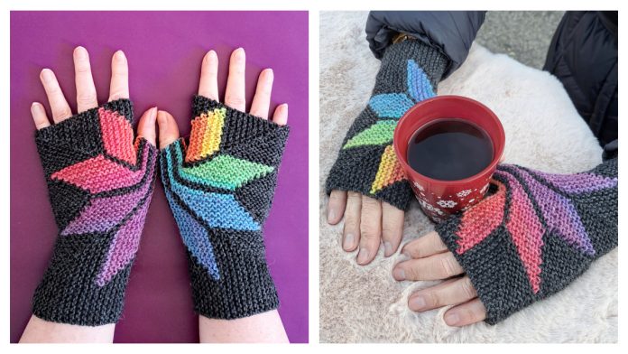 Poinsettia Fingerless Gloves Knitting Pattern