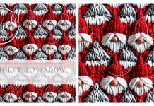 Red and White Repeating Gnomes Blanket Knitting Pattern