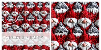 Red and White Repeating Gnomes Blanket Knitting Pattern