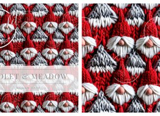 Red and White Repeating Gnomes Blanket Knitting Pattern