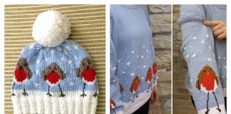 Robins in a Row Sweater Hat Set Free Knitting Patterns