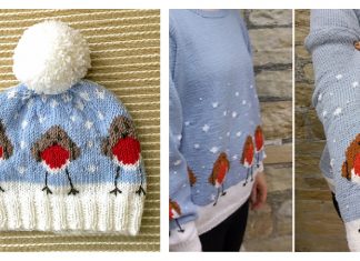 Robins in a Row Sweater Hat Set Free Knitting Patterns