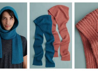 Adult Hood Scarf Free Knitting Pattern