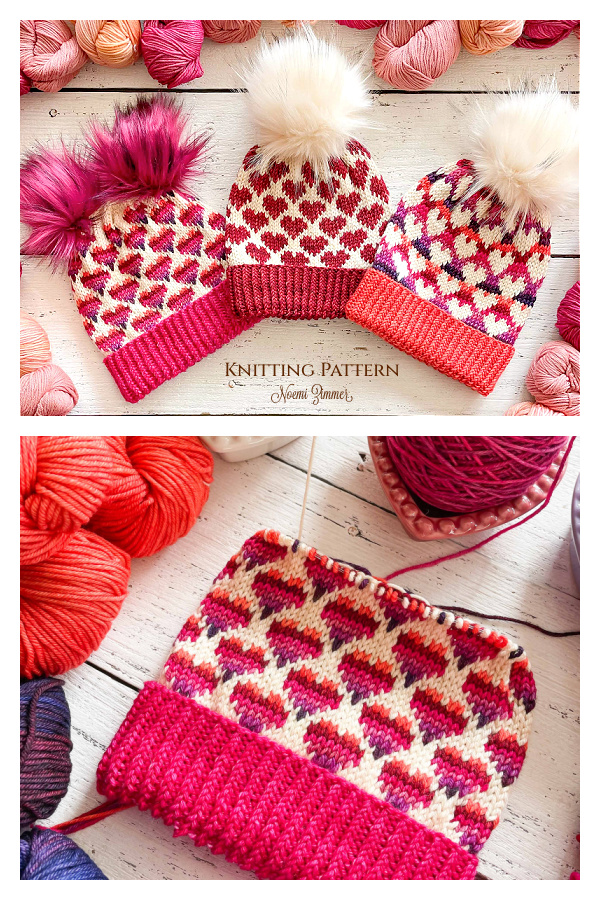 Heart to Heart Beanie Hat Knitting Pattern